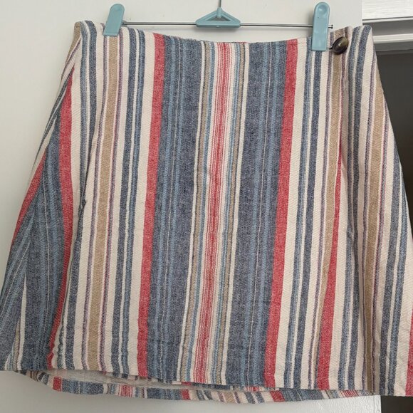 Anthropologie Porridge Striped Wrap Mini Skirt (size L) - Picture 3 of 6